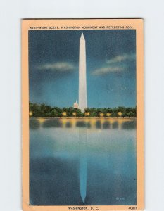 Postcard Night Scene, Washington Monument And Reflecting Pool, Washington, D. C.