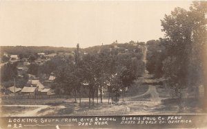 H38/ Peru Nebraska RPPC Postcard c1910 South from City School Birdseye