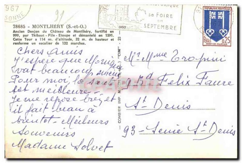 Old Postcard Montlhery (S and O) former Dungeon Cheteau deMontlhery strengthe...