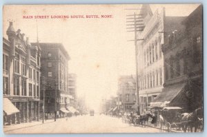 Butte Montana MT Postcard Main Street Looking South Horse Carriage Street View