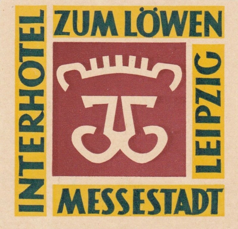 Germany Leipzig Interhotel Zum Loewen Vintage Luggage Label sk2894