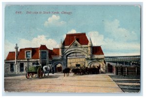 1915 Entrance to Stock Yards Chicago Illinois IL UNCO Antique Postcard 