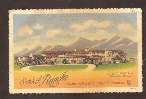 GALLUP NEW MEXICO ROUTE 66 HOTEL DEL RANCHO LINEN ADVERTISING POSTCARD N.M.