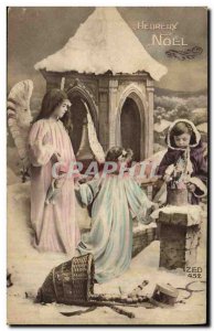 Old Postcard Fantasy Children Doll Happy Christmas Angel