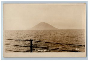 c1920's A View Of Mountain Stromboli Italy RPPC Photo Unposted Vintage Postcard 