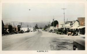 Hand Tinted RPPC Postcard Albeni BC Canada Street Scene Vancouver Island