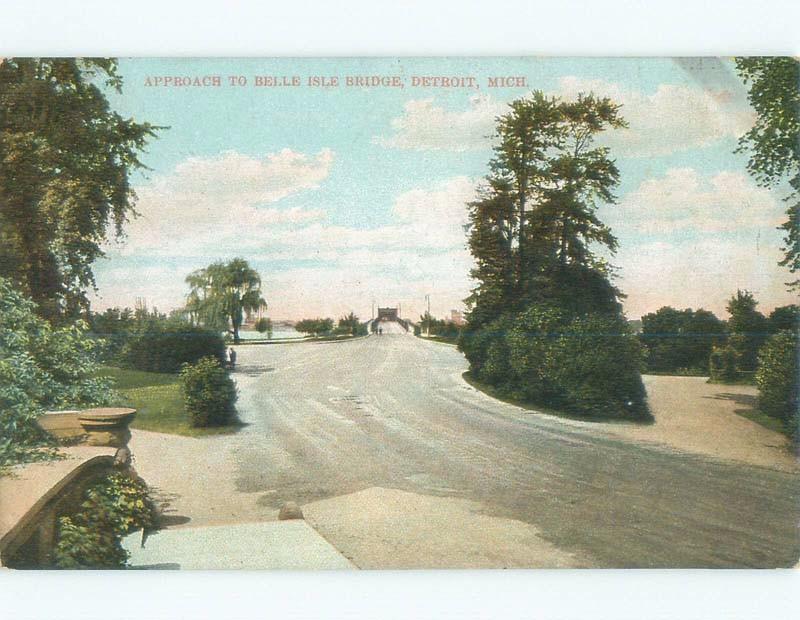 Unused Divided-Back BRIDGE SCENE Belle Isle - Detroit Michigan MI d4312