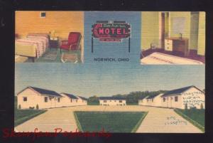 NORWICH OHIO BAKER'S MOTEL INTERIOR LINEN ADVERTISING POSTCARD VINTAGE