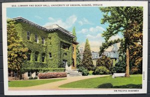 Vintage Postcard 1930 Library & Deady Hall, University of Oregon, Eugene Oregon