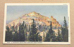 UNUSED .01 LINEN POSTCARD BEARTOOTH BUTTE FROM COOKE-RED LODGE HIGHWAY, WYOMING