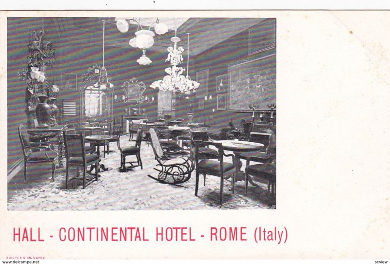 ROME, Italy, 1890s; Hall-Continental Hotel
