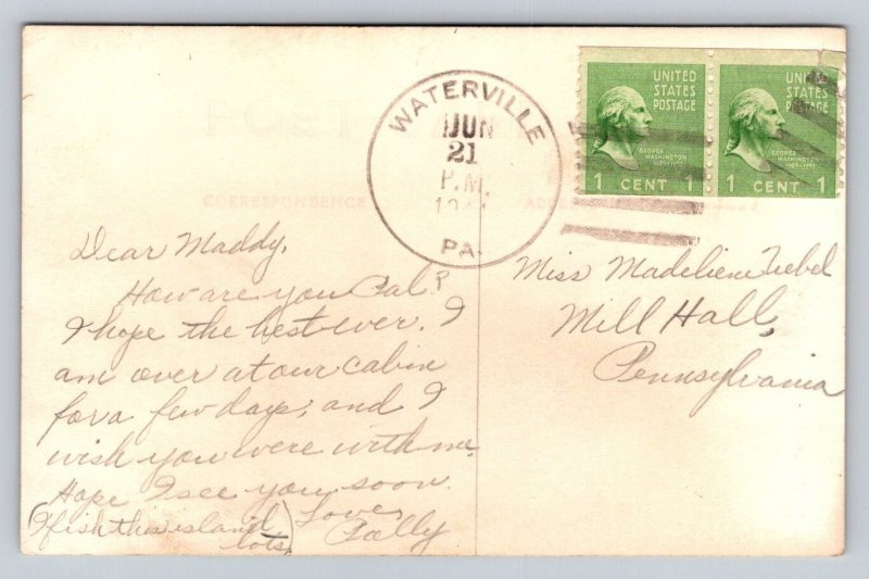 RPPC   1944   Pine Creek   Waterville  Pennsylvania  Postcard