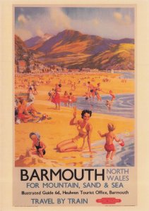 Barmouth GWR Travel By Train British Rail Advertising Poster Postcard