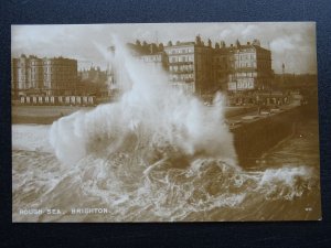 Sussex ROUGH SEA at BRIGHTON c1908 RP Postcard by E.B. Schwerdtfeger