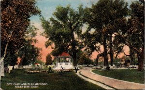 City Park Playground Gazebo Miles City Montana Postcard B1 Melstone 1910 DB