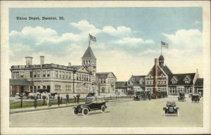 Decatur IL Union RR Depot Train Station c1920 Postcard