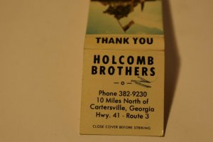 Holcomb Brothers Cartersville Georgia Marines Flags 20 Strike Matchbook Cover