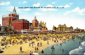 New Jersey Atlantic City Beach Scene and Skyline