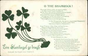 Ireland O the Shamrock Poem Poetry St Patrick's Day c1910 Vintage Postcard