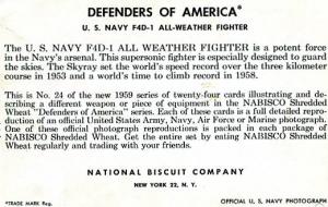 Military - Defenders of America Series by Nabisco. #24, U.S. Navy F4D-1