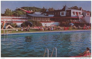 A Plunge In The Pool, Swimming Pool, Ste. Adele-en-Haut, Quebec, Canada, 1950...