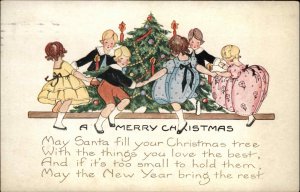 Whitney Christmas Children Dance Around Christmas Tree Vintage Postcard