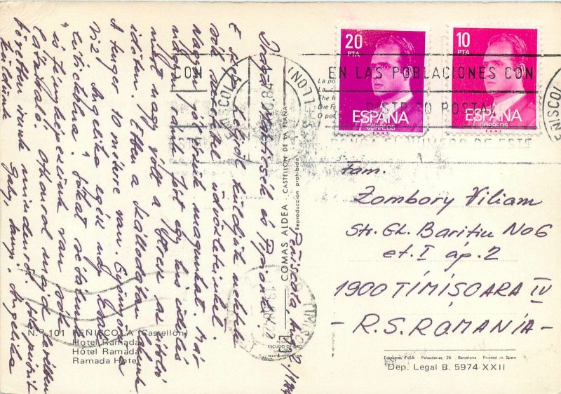 Europe Spain Postcard Peniscola Ramada Hotel pool