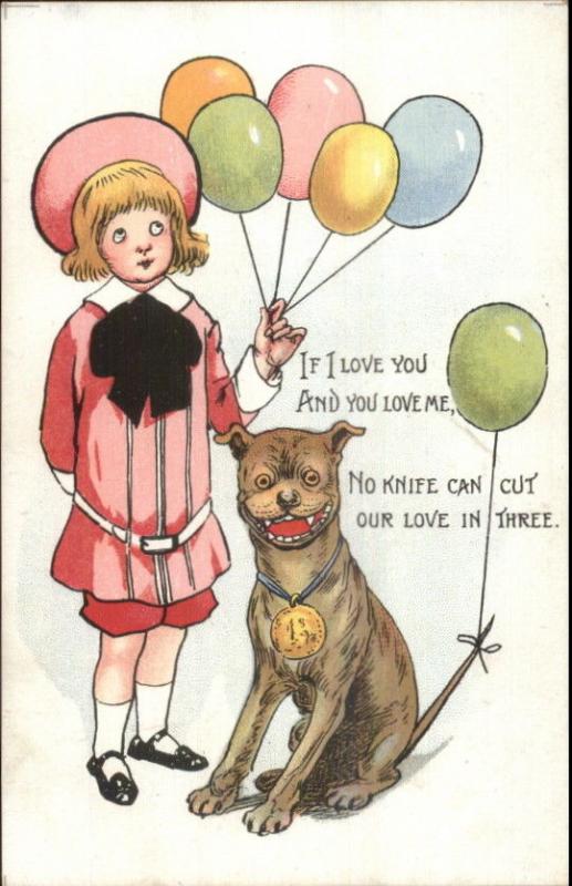 TUCK Buster Brown & Tige w/ Balloons Valentine #8 c1910 Postcard EXC COND jrf