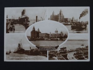 Merseyside LIVERPOOL 5 Image Multiview c1940s RP Postcard by Valentine