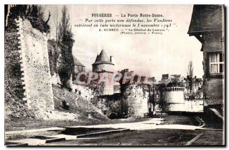 Old Postcard Fougeres La Porte Notre Dame