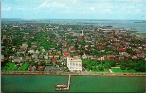 Vtg Charleston South Carolina SC Aerial View of the Battery Postcard