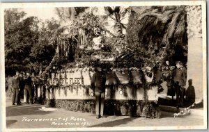 RPPC Tournament of Roses Parade, U.S. Pacific Fleet Float c1921 Postcard S29