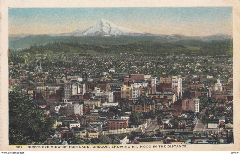 PORTLAND, Oregon, 1900-1910s, Bird's Eye View of Portland, Oregon, Showing Mt...