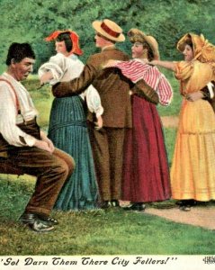 Romance Country vs. City Fellers Simple Man Vintage c.1909 Postcard