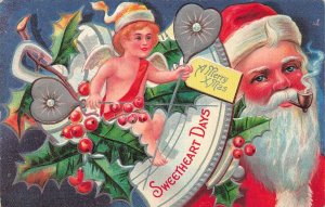 Santa Claus Smoking A Pipe Sweetheart Series #1~1910 Christmas POSTCARD