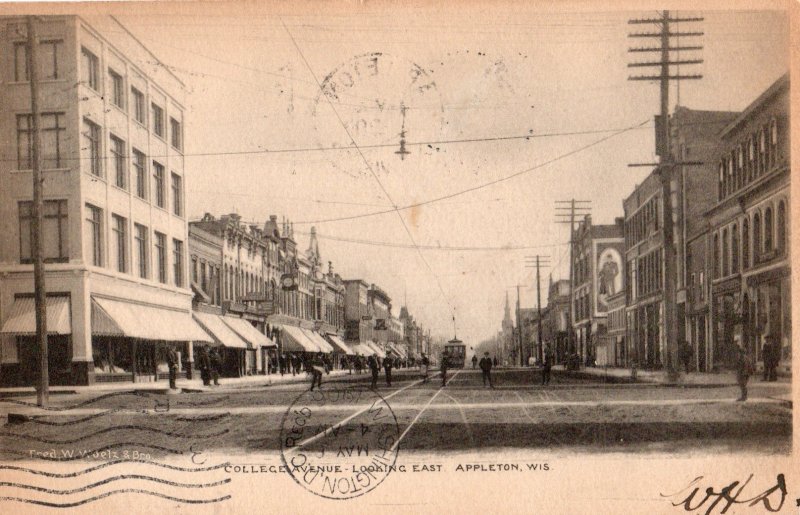 12993 Trolley Car on College Avenue, Appleton, Wisconsin 1906