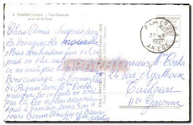 Pamiers Old Postcard General view taken from the station