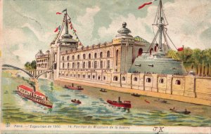 France Paris Exposition de 1900 Pavillon Ministère Guerre Vintage Postcard C316