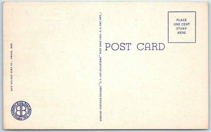OMAHA, Nebraska  NE   AK-SAR-BEN FIELD & Coliseum  ca 1940s Linen Postcard