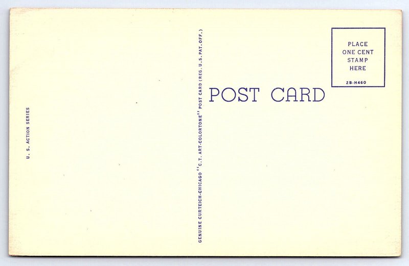 US Navy WW2 era Naval Action Linen Multi-View Postcard A771