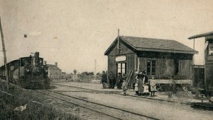 Circa 1910 Railroad Train Station Depot in Sambin, France Early Postcard P13