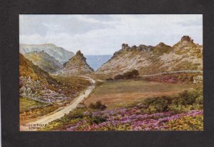 UK Devon Valley of Rocks Lynmouth  Artist Signed A R Quinton Painting Postcard