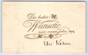 Die Besten Wünsche zum Neuer Jahre German Greeting 1912 Postcard