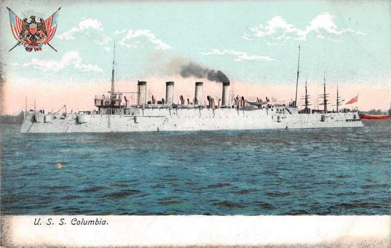 Military Battleship USS Columbia Antique Postcard J57856