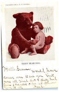 1907 Teddy Bear Hug Child with Giant Teddy Bear A/S H. N. Northrop Postcard