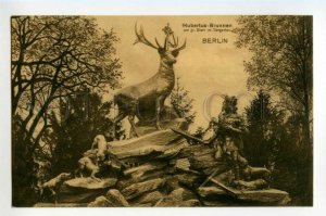 491650 Germany Berlin Zoo Hubertus Fountain Star in Tiergarten Vintage postcard