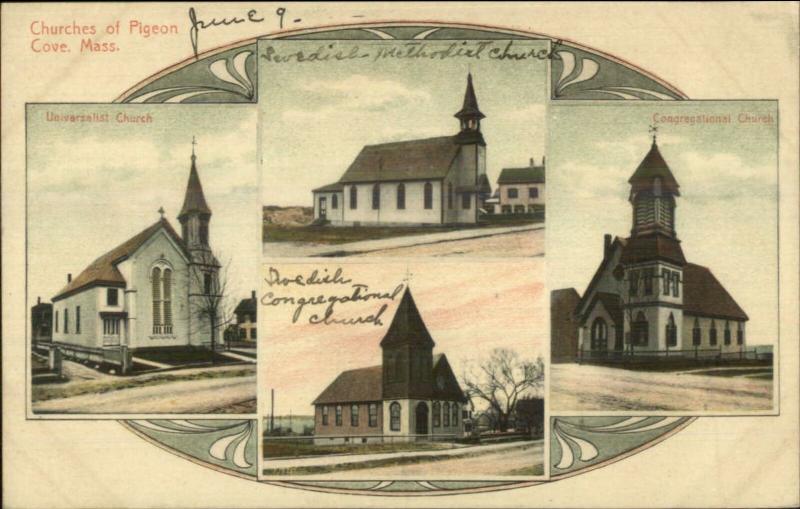 Pigeon Cove MA Multi View of Churches c1910 Postcard