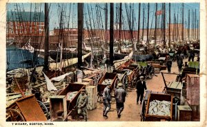 Boston, Massachusetts - Fishermen on the Docks of T-Wharf - in 1917