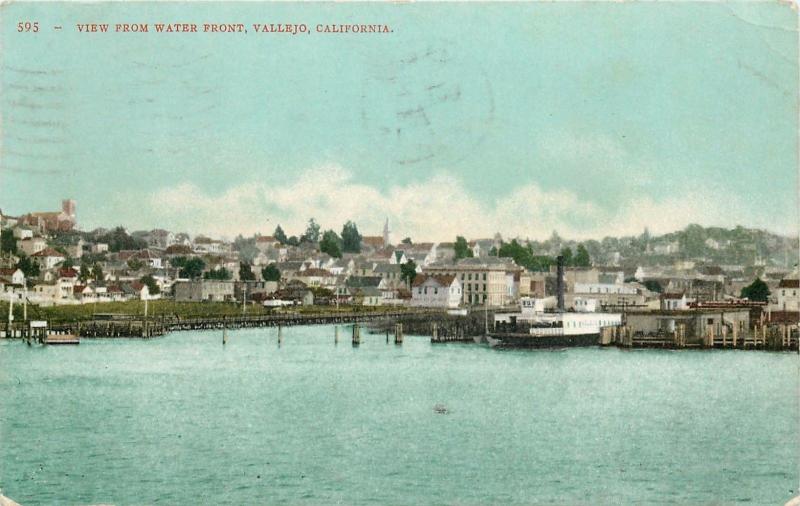 Water Front Ferry Vallejo California CA pm 1915 Postcard