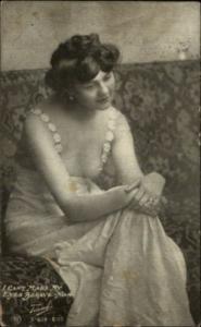 RISQUE Woman w Revealing Dress PARTIAL NUDE c1910